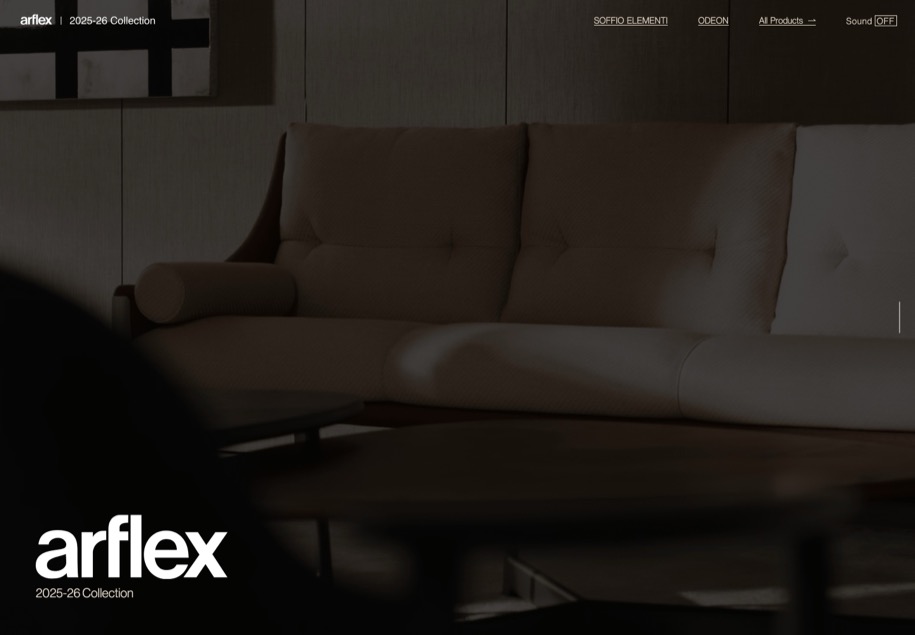 arflex 2025-26 Collection のパソコン表示