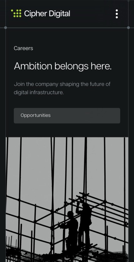 Cipher Digital のスマホ表示