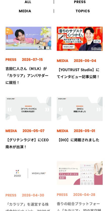 High Link のスマホ表示