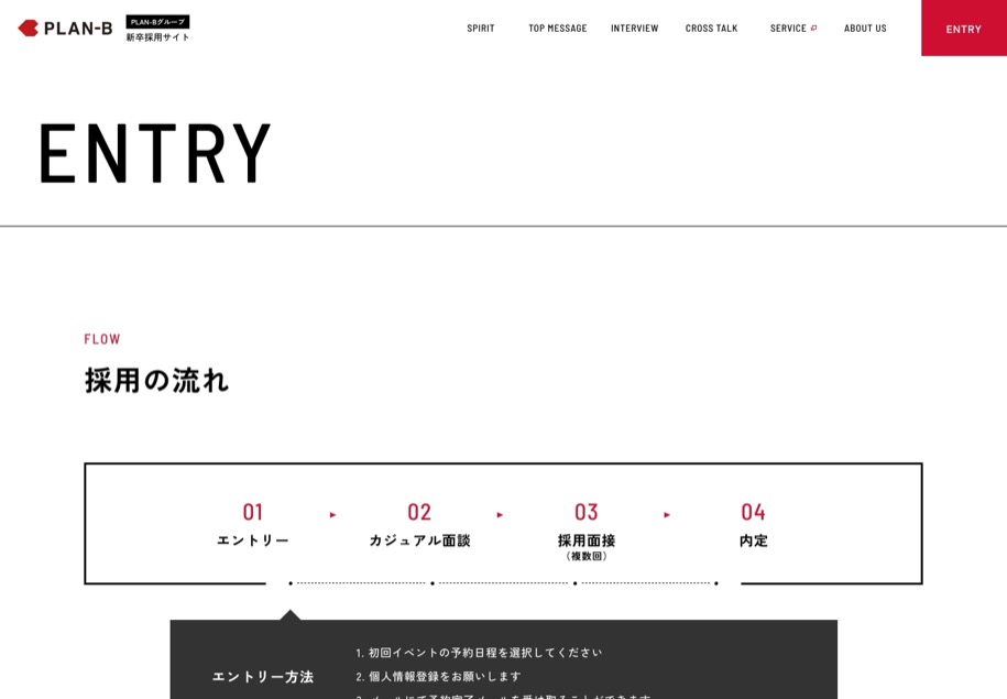 PLAN-B 新卒採用 のパソコン表示