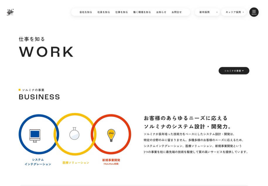 SOLUMINA のパソコン表示